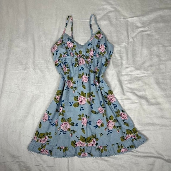 Old Navy Dresses & Skirts - Vintage y2k Old Navy blue & pink floral babydoll mini summer dress